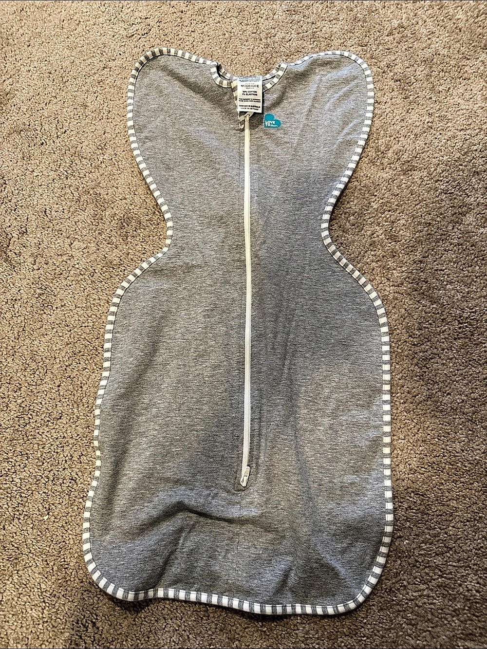 Love To Dream Swaddle Up Original 1.0 TOG Gray & White Striped Medium